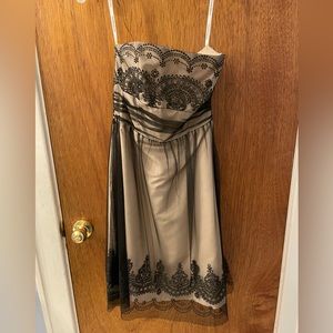 Champagne and black cocktail dress